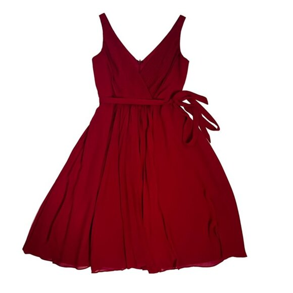 David's Bridal Women's dress S red faux wrap v neck sleeveless flowy - Picture 2 of 7